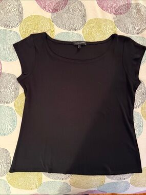 Eileen Fisher Black Scoop Neck Short Sleeve Tee